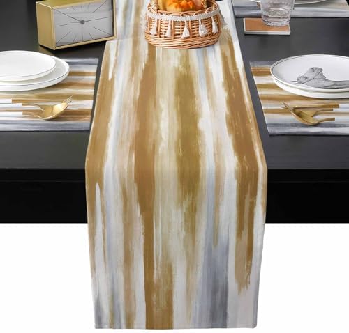 Brown Gray Table Mats Set of 6 With Table Runner 90 Inches