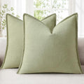 decorUhome Linen Neutral Sage Green Throw Pillow Covers 20X20 Set of 2