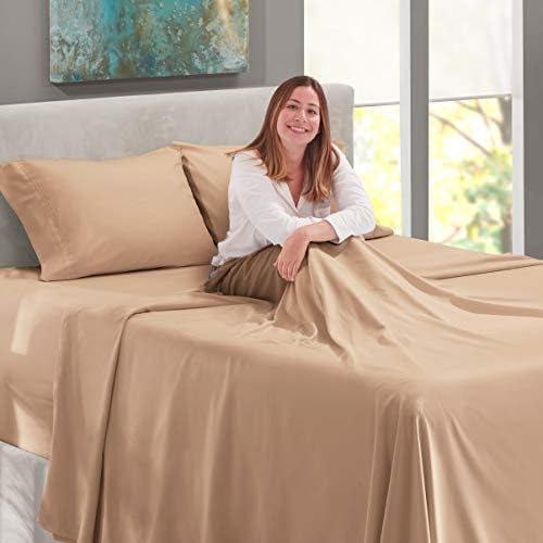 Nestl Queen Bed Sheet Set - Taupe - 4-Piece Extra Deep Pocket