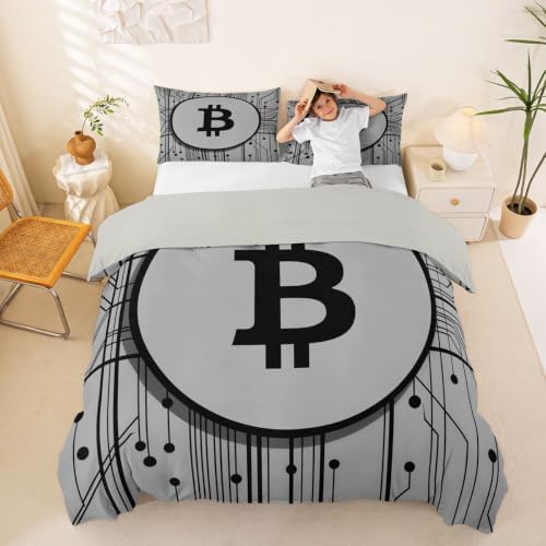 Homewish Modern Grey Duvet Cover Set Queen Size,Bedding Sets 3Pcs