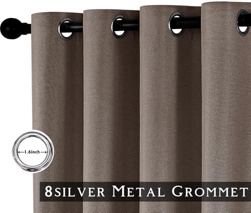 ChrisDowa Brown Blackout Curtains 96 Inches Long 2 Panels for Bedroom