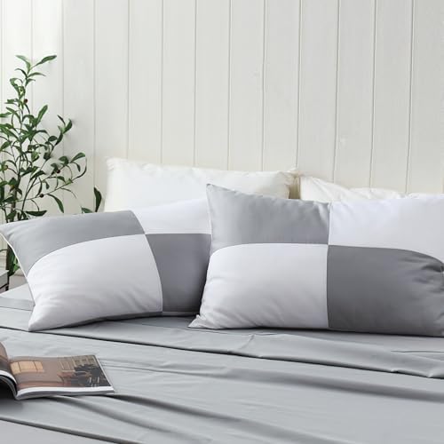 Two-Tone Pillow Cases Queen Size, 600 TC 100% Cotton Color-Block