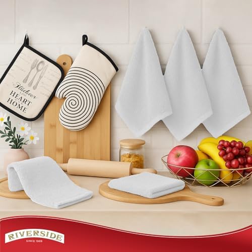 RIVERSIDE 12 Pack Kitchen Bar Mop Towels, 16x19 Inches, 100% Cotton