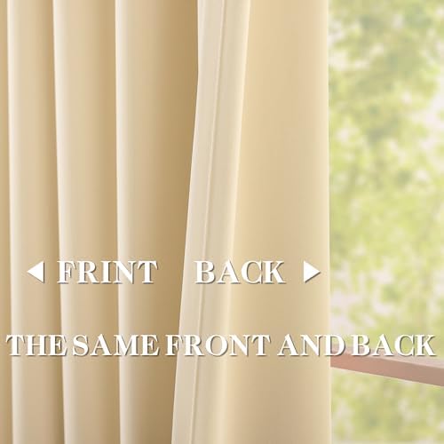 DONREN Beige Pinch Pleated Blackout Curtains with Hooks - 108 inch