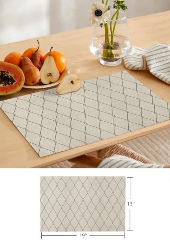 Geometric Table Runner and Placemats Set of 4 Rustic Boho Traditional