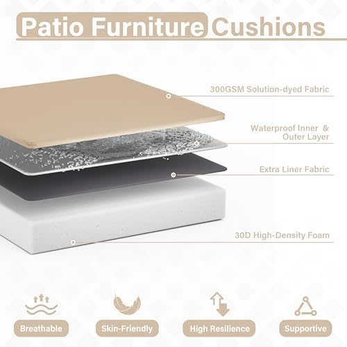 Patio Chair Cushions 17 x 16 x 3 Inch Waterproof Outdoor Seat Cushions