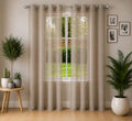 Sand Taupe Sheer Curtains 84 Inch 2 Panels with Chrome Silver