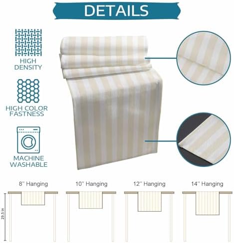 Striped Table Runner and Placemats Set of 4 Geometric Cream and White