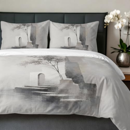 Duvet Cover Queen Size, Modern Minimalist Art 3-Piece Bedding