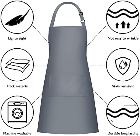 Jubatus 2 Pack 100% Cotton Aprons with 2 Pockets Cooking Chef Kitchen
