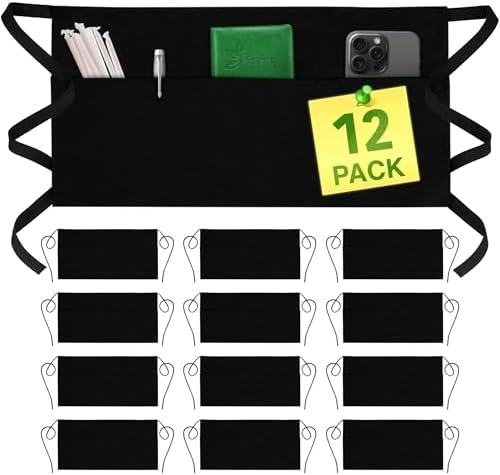 GREEN LIFESTYLE Server Aprons with 3 Pockets - Waist Apron, Waitress