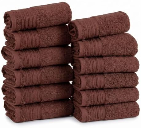 SUPERIOR Cotton Marble Jacquard Border Quick Dry Towel Set, 12 Piece
