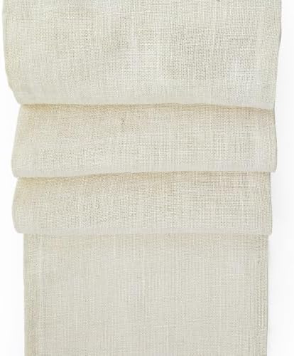 Shatex Burlap Farmhouse Table Runner 14x108 Inch, 100% Jute Soft