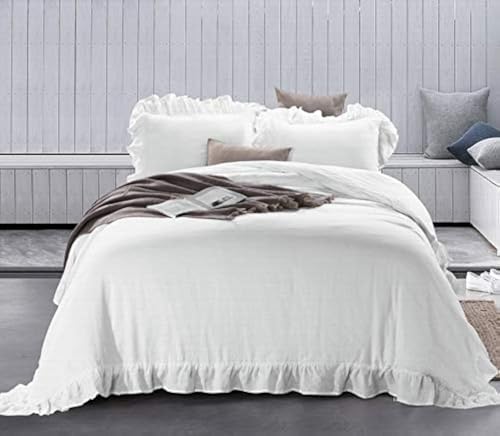 meadow park 100% Stone Washed French Linen Duvet Cover Set 3 Pieces