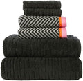 SKL Home CloudSoft/Herringbone & Border Bath Towel Set-6pc, Slate