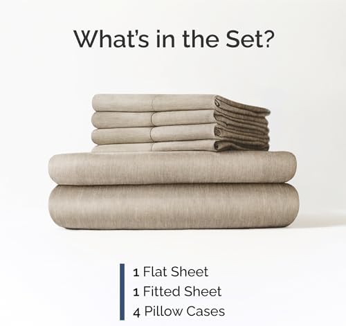 CGK King 6pc Bed Sheet Set - Breathable & Cooling - Heathered Beige