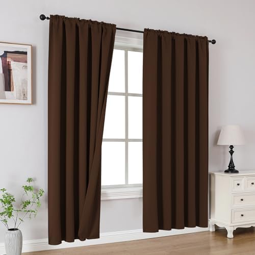 CUCRAF Brown Blackout Curtains 72 Inches, Thermal Insulated Noise