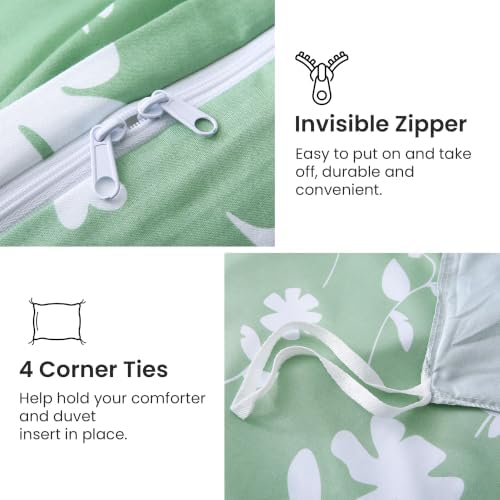 Mooreeke Duvet Cover King Size, 3 PCE Grayish Green Duvet Cover Set