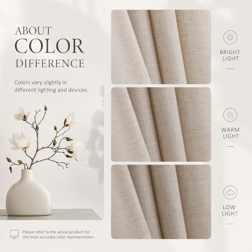 Jowels Oatmeal Pinch Pleated Linen Curtains 84 Inches Long for Living