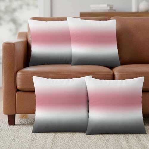 Pink and Grey Gradient Throw Pillow Covers 18x18 inch Set of 2