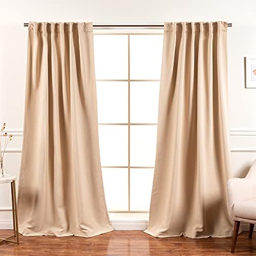 Home Fashion Set of 2 Panels Back Tab Rod Pocket 52x108 Beige