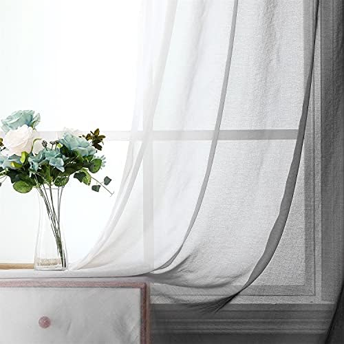 G2000 Sheer Curtains 63 Inch Length Grey and White Ombre Drapes for