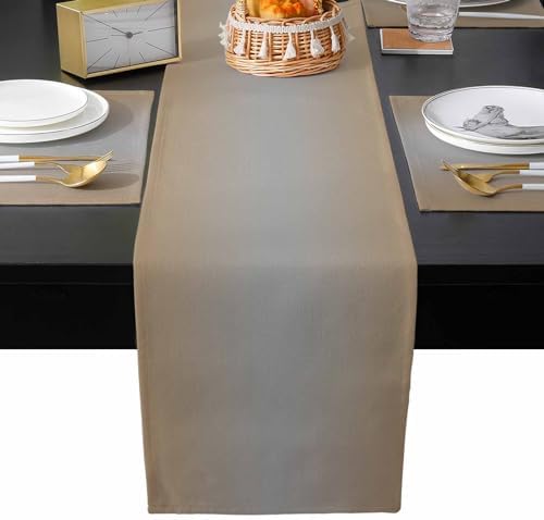 Khaki Grey Placemats Set of 6 with 90 Inches Long Table Runners, Ombre