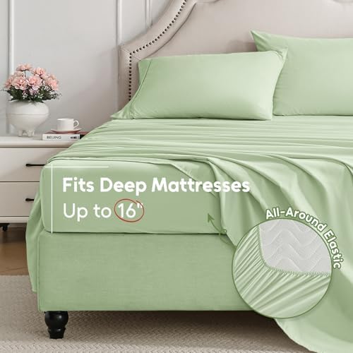 Full Size Bed Sheets Set, 4 Pieces Hotel Luxury Soft Microfiber Bed