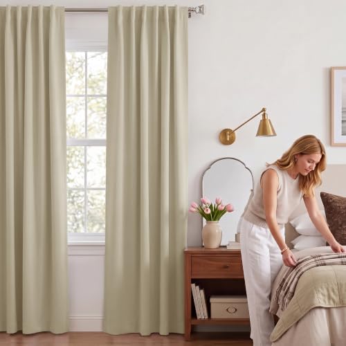 NICETOWN Cream Blackout Curtains 84 Inches Long 2 Panels Set for