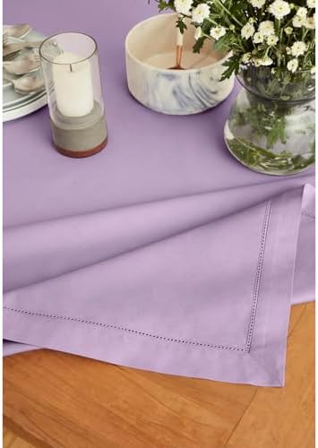 Solino Home Cotton Linen Rectangular Tablecloth Lavender Woven, 58 x