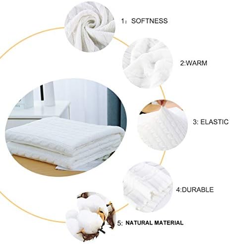 Cable Knit Throw Blanket, Woven Throw Blanket for Bed Couch Sofa Home