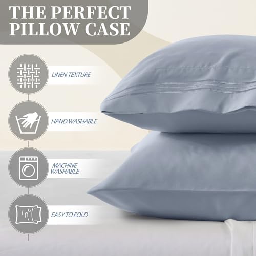 Vonty 2 Pack Grey Standard Pillowcases, 20x26, 1800 Microfiber