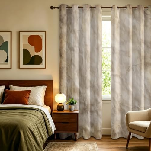 Distressed Blackout Curtains 84 Inch Length 2 Panels Set, Modern