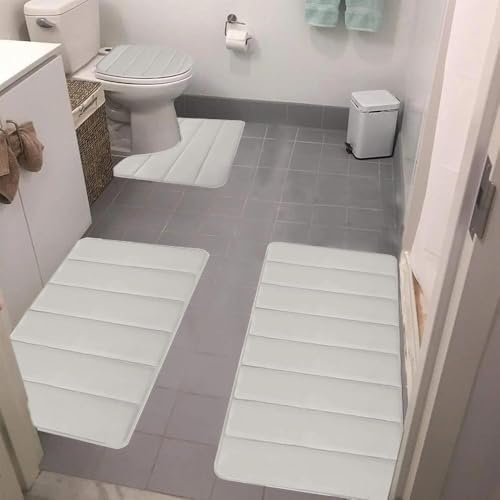Ultra Water Absorbent Memory Foam Bathroom Rugs Set 4 Piece Non Slip