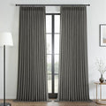 96 Inch Linen Pinch Pleated Full Blackout Curtains for Bedroom Carbon