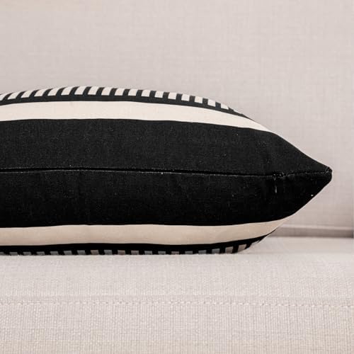 Farmhouse Stripe Pillow Cover 22x22 Boho Accent Cushion Case Faux