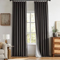 Lirien Linen Pinch Pleat 120 Inch Long Black Out Curtains 2 Panels