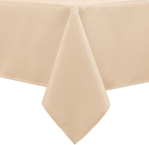 Hiasan Jacquard Textured Rectangle Tablecloth 52x70 Inch, Beige