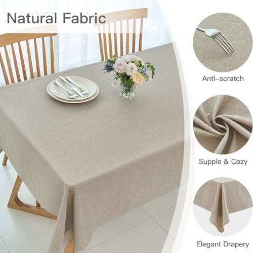 maxmill Linen Texture Tablecloth Water Resistance Antiwrinkle