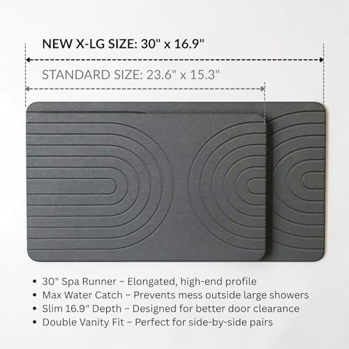 (30x17in) BrightCo XL Stone Bath Mat – Quick Dry Diatomaceous Earth