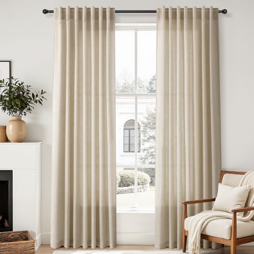 Aersas Linen Curtains 52x96 Inches Long for Living Room, Taupe