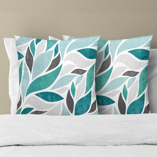 Teal Boho Pillow Covers 20x20 Inch Farmhouse Floral Throw Pillow