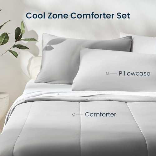 SLEEP ZONE Queen Cooling Comforter Set for Hot Sleepers, Nanotex