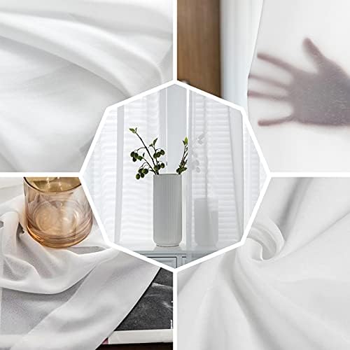 Beige Sheer Curtains 108 Inches Long, White Swan Solid Color Sheer