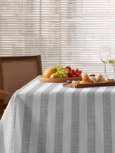 Vertical Stripes Rectangle Tablecloth 60 x 120 Inches Solid Gray Lines