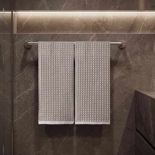 REDKISS 2 Pack Taupe Waffle Hand Towels for Bathroom, 100% Cotton