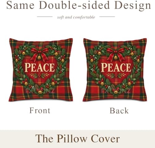 Tartan Plaid Pillow Covers 22x22 Inch Set of 2 Linen for Christmas