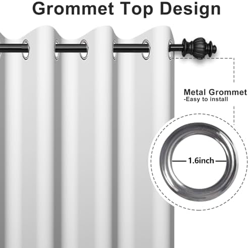 Solid Light Grey Curtains for Living Room, Modern Thermal Insulated