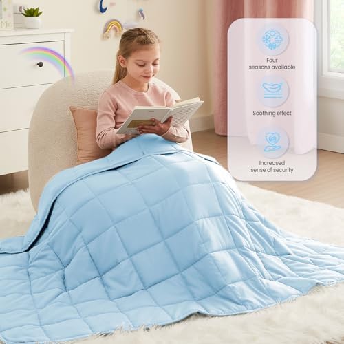 Weighted Blanket - 10 lbs Lightblue Heavy Blanket - Small Size