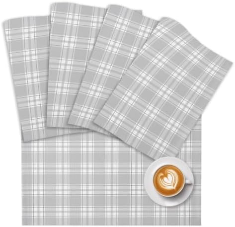 Placemats Set of 8 Gray White Check Modern Place Mats for Dining Table